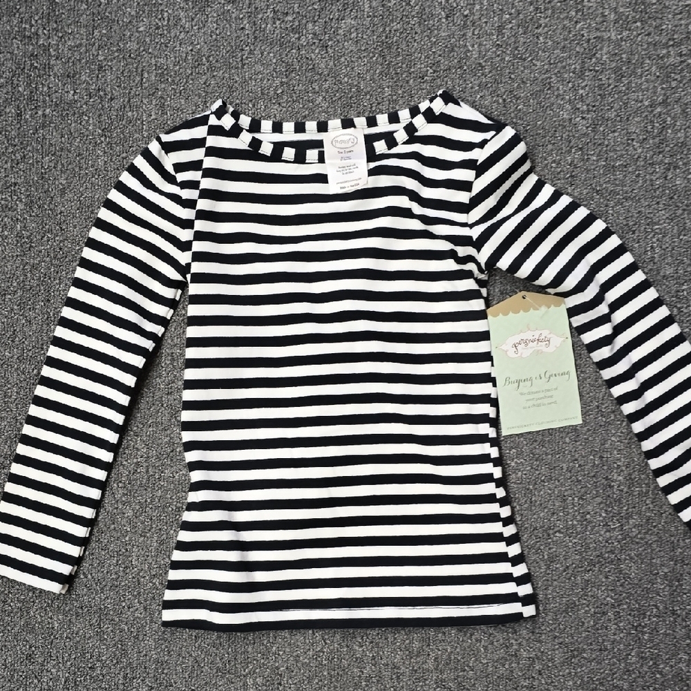 Persnickety Black and White Striped Long Sleeve Tee